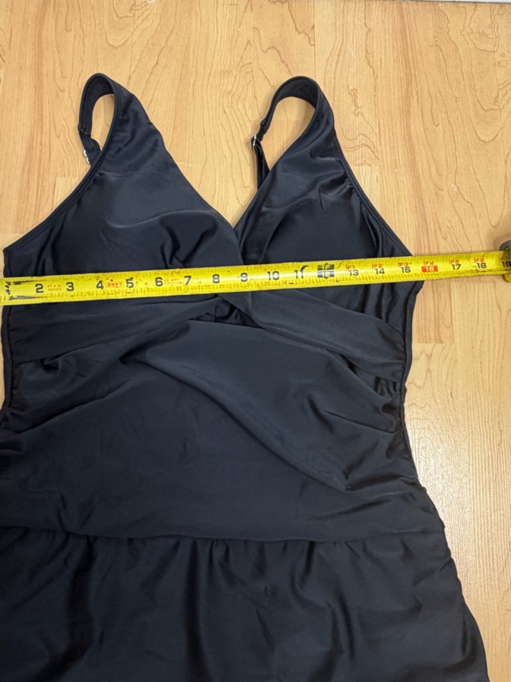 Younique Black Ruched V-Neck Mini Dress with Ruffle Hem - Picture 8 of 9